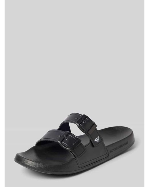 Emporio Armani Slides mit Dornschließen Modell 'Buckles Pool' in Black für Herren