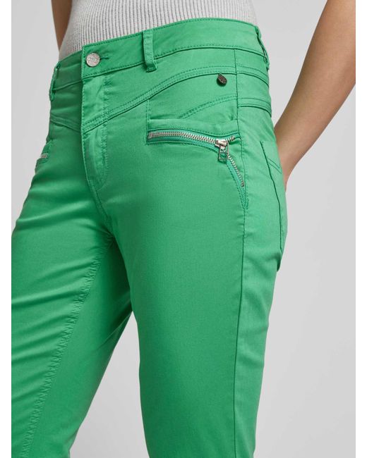 Buena Vista Skinny Fit Broek Met Verkort Model in het Green