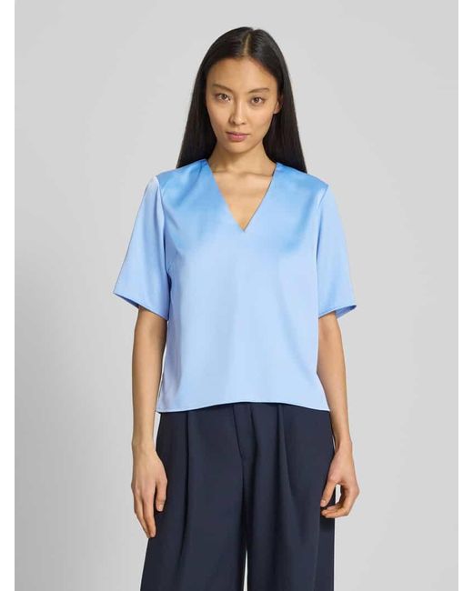 SELECTED Blue Regular Fit Blusenshirt mit V-Ausschnitt Modell 'LENA'