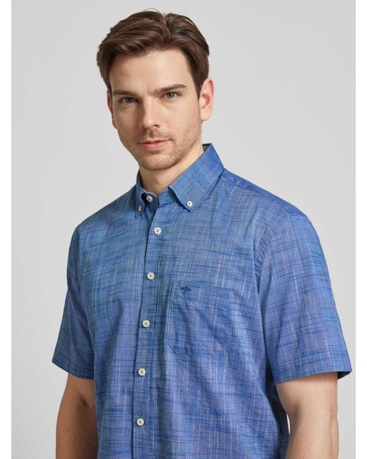 Fynch-Hatton Vrijetijdsoverhemd Met Button-Downkraag, Model 'Summer' in het Blue voor heren