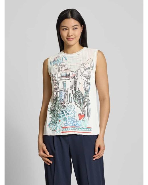 Marc Cain White Tanktop mit geripptem Rundhalsausschnitt