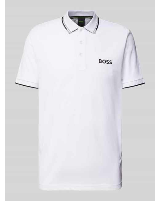 Boss Regular Fit Poloshirt mit Label-Stitching Modell 'Paddy' in White für Herren