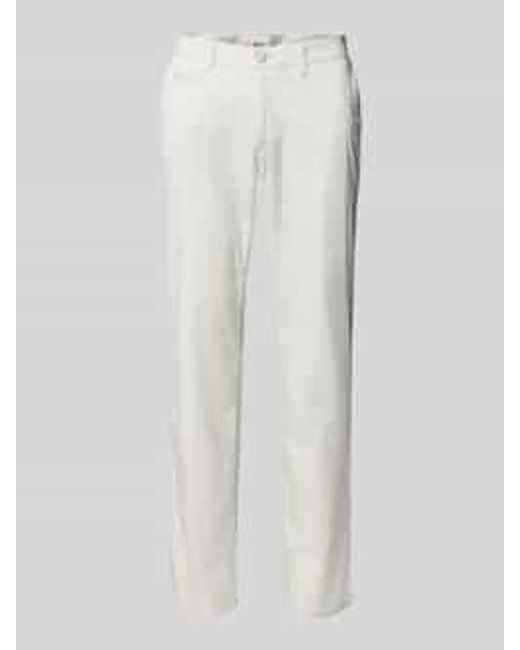 Brax Regular Fit Chino Met Structuurmotief in het White voor heren