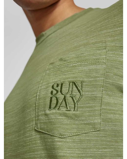 Blend T-Shirt mit Motiv-Stitching Modell 'UEFFI' in Green für Herren