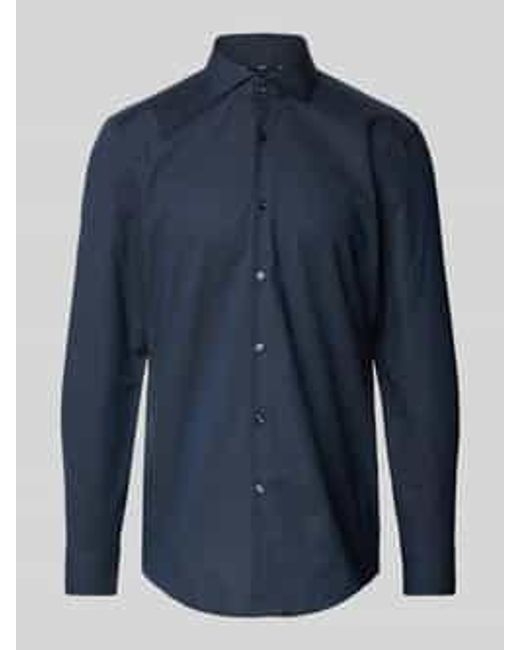 Boss Regular Fit Zakelijk Overhemd Met Haaikraag, Model 'Hank' in het Blue voor heren