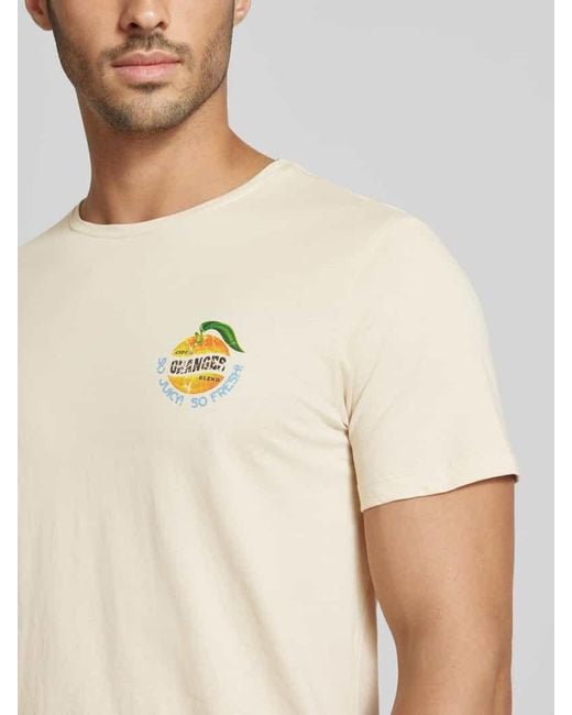 Blend T-Shirt mit Motiv-Print in Natural für Herren
