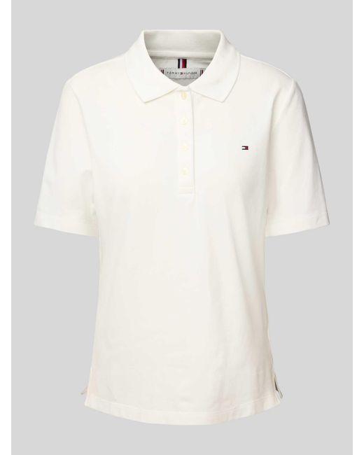 Tommy Hilfiger Regular Fit Poloshirt Met Logostitching in het Natural