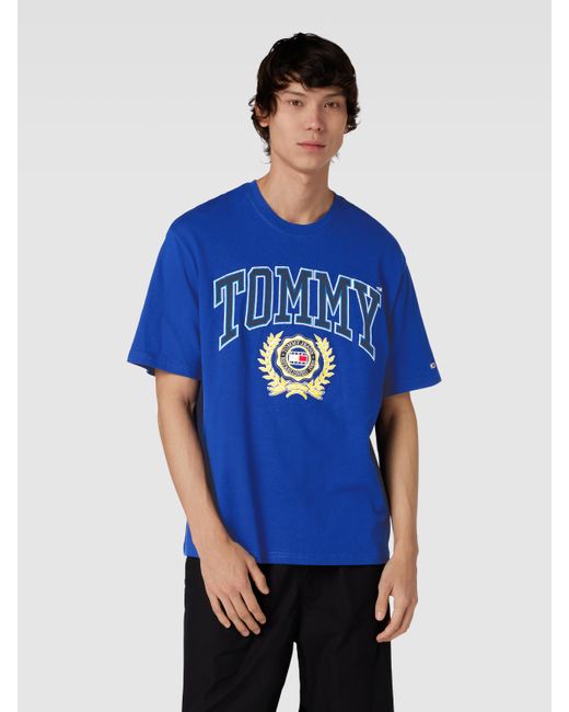 Tommy Hilfiger T-Shirt aus Baumwolle mit Label-Details in Blau für Herren |  Lyst DE