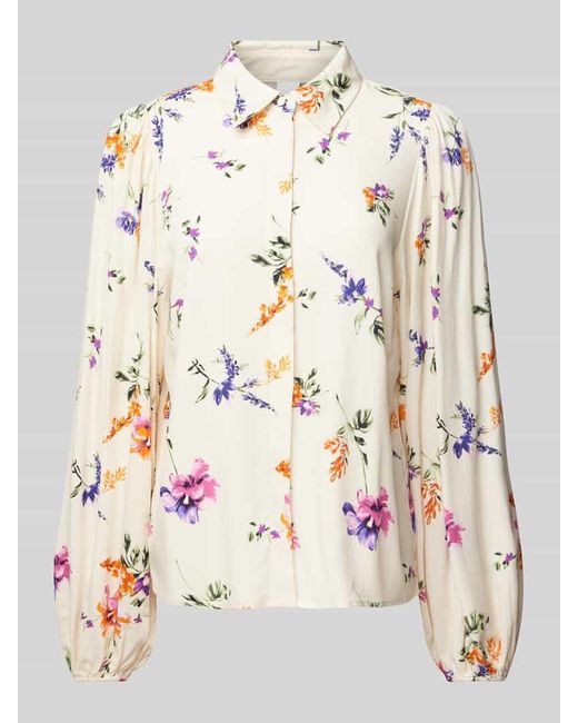 Y.A.S Natural Regular Fit Bluse mit Ballonärmeln Modell 'ASINA'