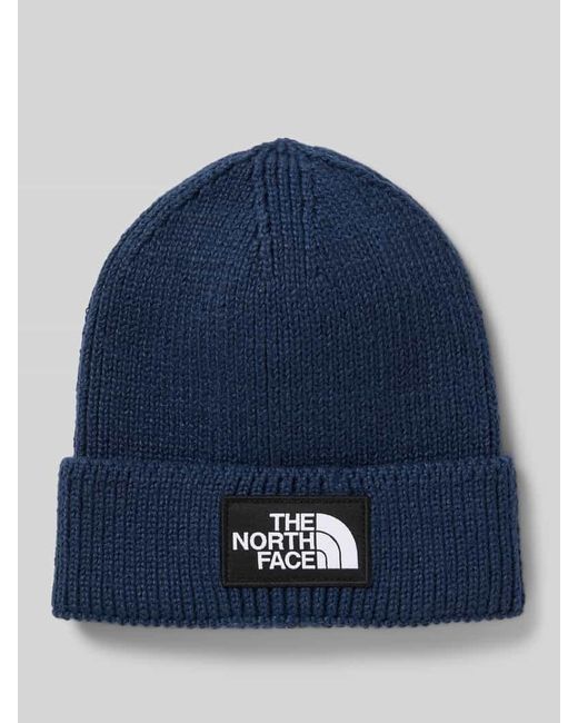 The North Face Beanie in Strick-Optik mit Logo-Patch Modell 'Box' in Blue für Herren