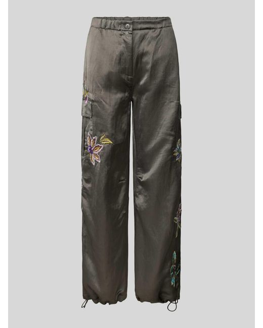 Cambio Gray Regular Fit Hose mit floraler Stickerei Modell 'MARGAN'