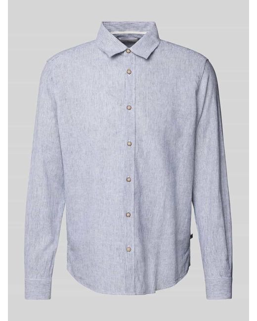 S.oliver Regular Fit Freizeithemd aus Leinen-Baumwoll-Mix in Blue für Herren
