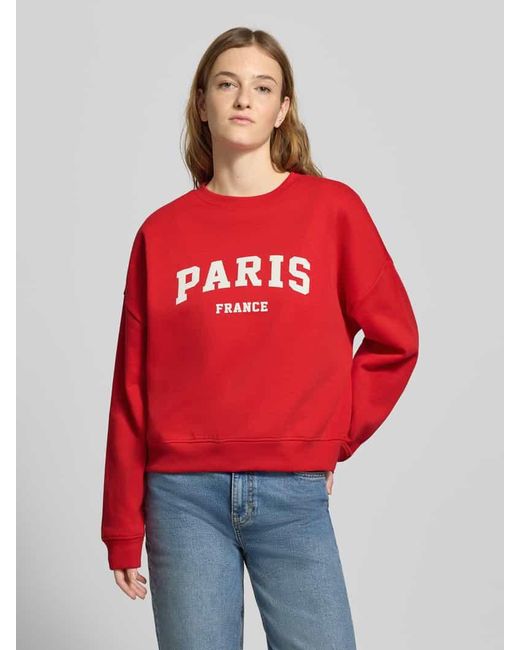 ONLY Red Oversized Sweatshirt aus Baumwoll-Mix Modell 'SWEAT LIFE'