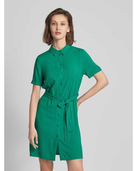Vila Green Knielanges T-Shirt-Kleid mit Umlegekragen Modell 'paya'