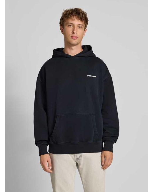 PEGADOR Oversized Hoodie mit Logo-Stitching und Känguru-Tasche in Blue für Herren