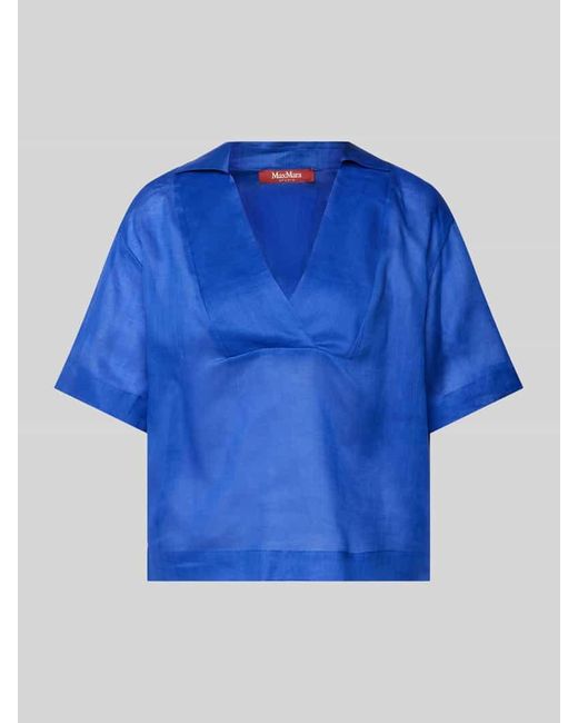 Max Mara Studio Blue Bluse mit Umlegekragen Modell 'BRONZO'