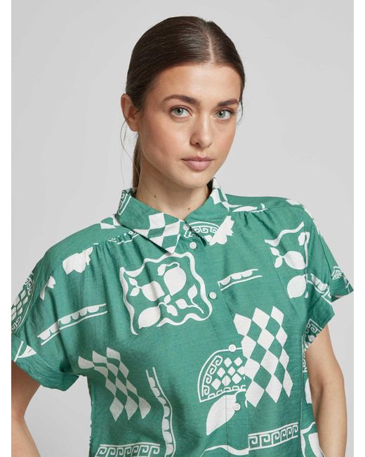 Ichi Regular Fit Blouse Van Viscosemix, Model 'Yetta' in het Green