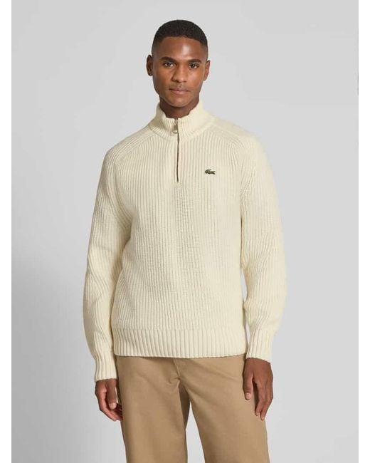Lacoste Regular Fit Troyer aus reiner Wolle in Natural für Herren