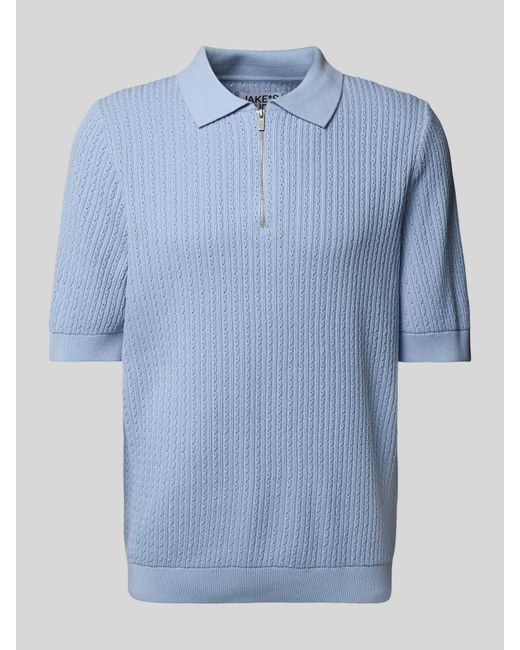 JAKE*S STUDIO MEN Regular Fit Poloshirt Met Kabelpatroon in het Blue voor heren