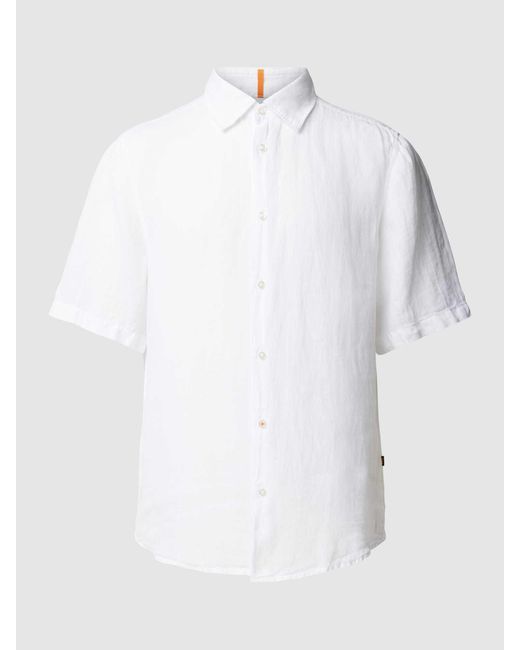 Boss Regular Fit Linnen Overhemd Met 1/2-mouwen in het White voor heren