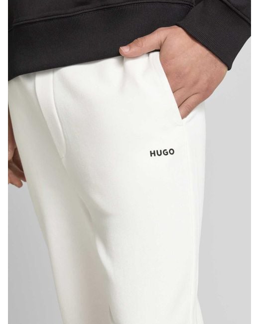 HUGO Regular Fit Sweatpants Met Labelprint, Model 'Dayote' in het White voor heren