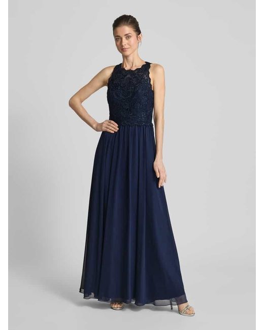hey kyla Blue Abendkleid mit Ziersteinbesatz