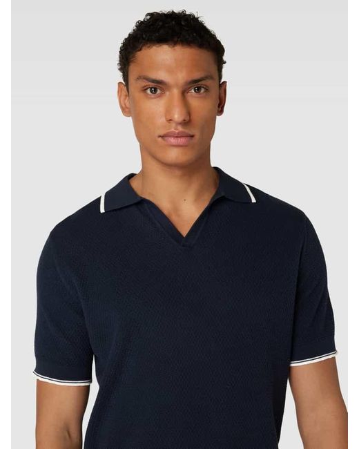 SELECTED Poloshirt mit Kontraststreifen Modell 'ARLO' in Blue für Herren