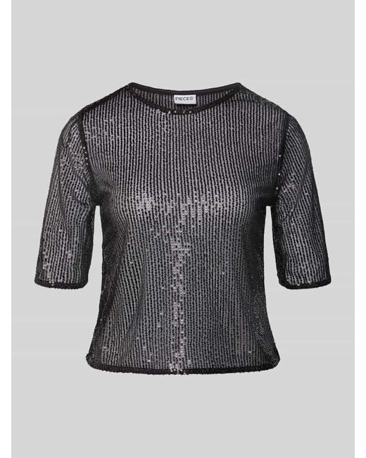 Pieces Gray Shaped Fit T-Shirt mit Paillettenbesatz Modell 'JACK'