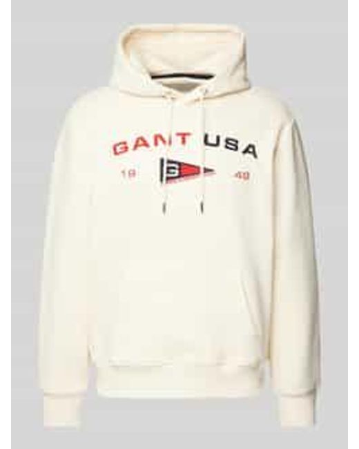 Gant Hoodie Met Labelprint in het Natural voor heren