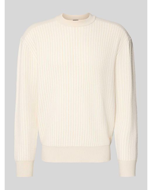 Boss Regular Fit Pullover Van Scheerwolmix, Model 'Kolorp' in het Natural voor heren