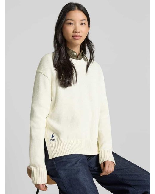 Polo Ralph Lauren Natural Strickpullover mit Logo-Stitching