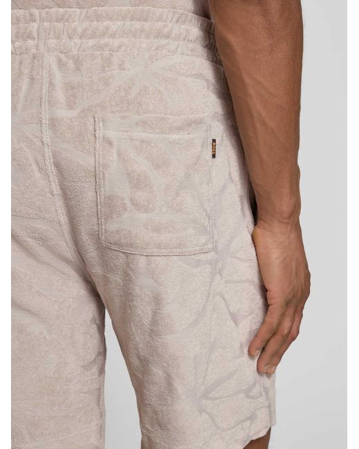 Boss Regular Fit Sweatshorts Van Katoenmix Model 'Se_Flower' in het Natural voor heren