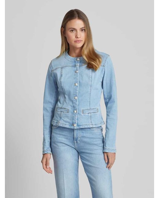Liu Jo Blue Jeansjacke mit Rundhalsausschnitt Modell 'GIACCA SHINY'