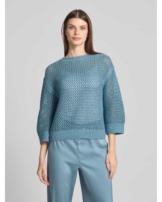 Zero Blue Strickpullover mit Rundhalsausschnitt