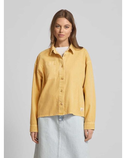 Mustang Yellow Relaxed Fit Jeansbluse mit Brusttasche Modell 'Style Salinas'