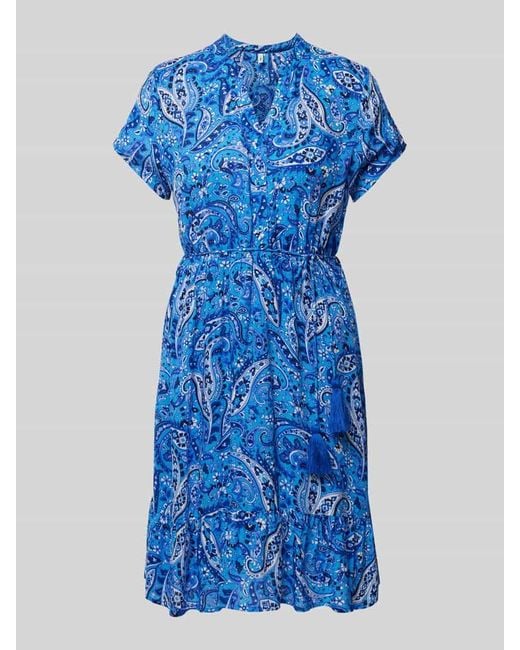 ONLY Blue Knielanges Kleid mit Bindegürtel Modell 'VENEDA'