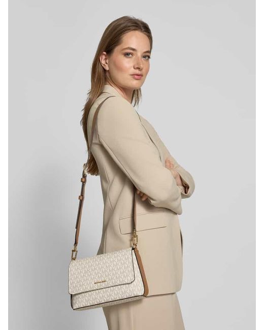 MICHAEL Michael Kors Natural Shoulder Bag mit Allover-Logo-Print Modell 'Nessa'