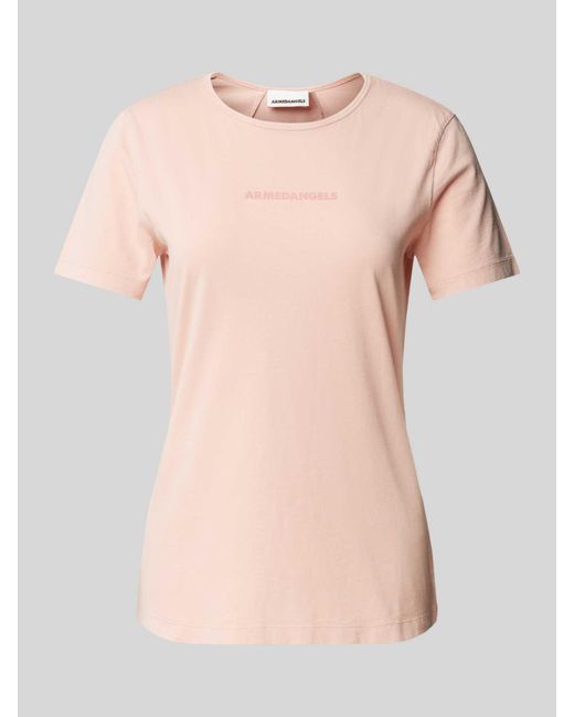 ARMEDANGELS T-shirt Met Labelprint in het Pink