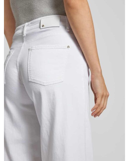 Cambio White Flared Jeans mit verkürztem Schnitt Modell 'PALLAZZO'