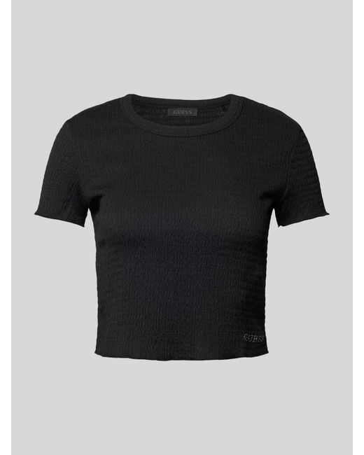 Guess Black Cropped T-Shirt in unifarbenem Design