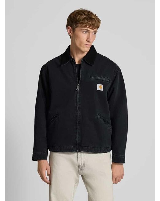 Carhartt Jeansjacke mit Umlegekragen und Reißverschluss Modell 'DETROIT' in Black für Herren