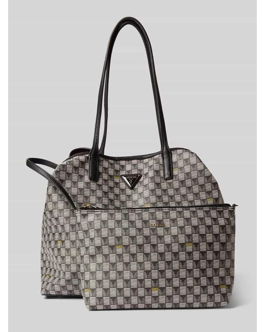 Guess Gray Handtasche mit Label-Applikation Modell 'WAVE'