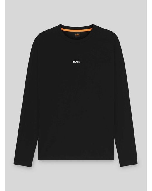 Boss Regular Fit Shirt Met Lange Mouwen Van Katoenmix Model 'Tchark' in het Black voor heren