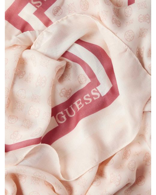 Guess Sjaal Met Logo- En Labelprint in het Pink