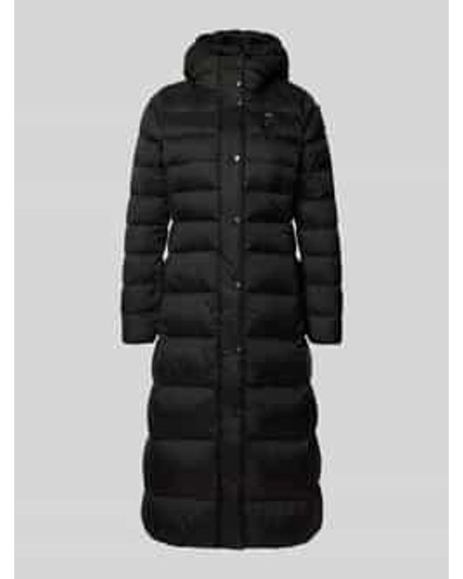 Blauer Usa Gewatteerde Lange Jas Met Capuchon, Model 'Anita' in het Black