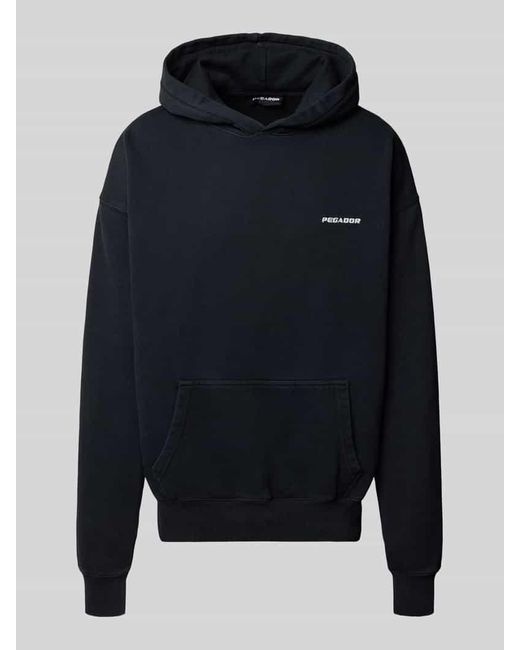 PEGADOR Oversized Hoodie mit Logo-Stitching und Känguru-Tasche in Blue für Herren