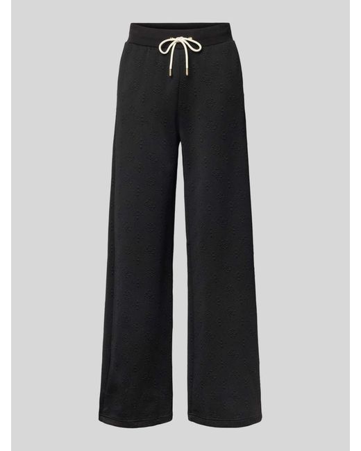 Guess Wide Leg Stoffen Broek Met Structuurmotief, Model 'Peony' in het Black