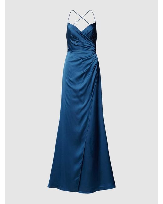Luxuar Blue Abendkleid mit gekreuzter Schnürung auf der Rückseite