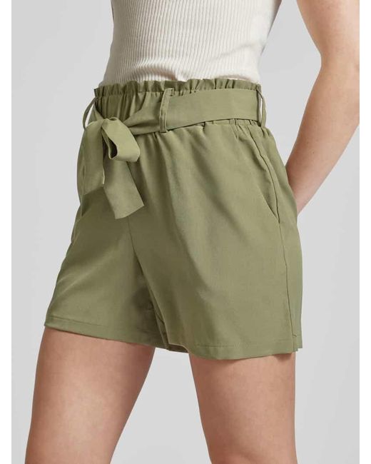 Pieces Green High Waist Shorts mit Bindegürtel Modell 'SADE'