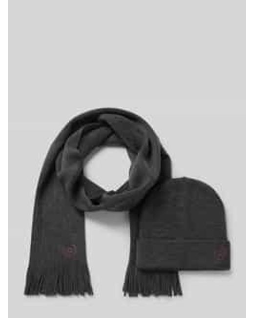 Bugatti Set Van Sjaal En Muts Met Labelstitchings in het Black voor heren